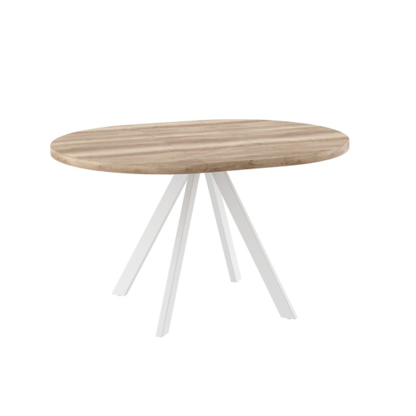 Стол RONDO-100, круглый раздвижной 100(135), ДУБ КАНЬОН/БЕЛЫЙ RONDO 100